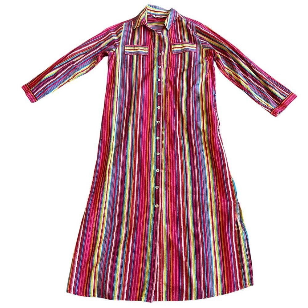 Soft Surroundings Colorful Stripe Button-Down Shi… - image 1